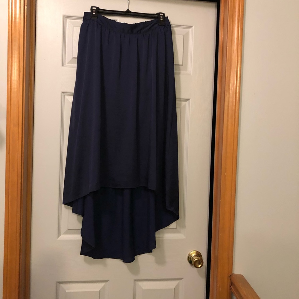 Blue silky feel polyester skirt